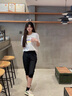 KELME/卡爾美七分褲女春夏季訓練跑步健身涼感彈力中褲針織運動(dòng)褲子 瑪瑙黑 M 曬單實(shí)拍圖