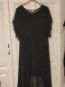 莎妮朵罗连衣裙夏雪纺裙新品显瘦款短袖V领遮肚子时尚小黑裙子15956 黑色 4XL建议160-180斤穿着 实拍图
