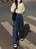 Jret破洞長袖針織毛衣女新款設(shè)計感小眾寬松慵懶風小個子短款上衣女 白色 常規(guī) 均碼 (建議70-120斤) 曬單實拍圖