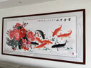 俏繪新中式客廳裝飾畫(huà)牡丹花開(kāi)富貴沙發(fā)背景墻畫(huà)臥室床頭掛畫(huà)書(shū)房國畫(huà) 富貴有魚(yú) 110*50cm晶瓷+實(shí)木邊框 曬單實(shí)拍圖