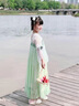 G.DUCKKIDS小黃鴨漢服女童夏裝中國風(fēng)薄款襦裙古裝連衣裙超仙小女孩夏季兒童 綠色+流蘇發(fā)飾 160 曬單實(shí)拍圖