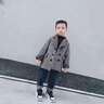 暖冬鴨鴨男童毛呢外套春秋款兒童呢子大衣洋氣格子寶寶羊羔毛潮童裝小西裝 灰色 加絨款 90 曬單實(shí)拍圖