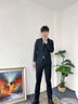 啄木鳥【西服套裝】男士?jī)杉殬I(yè)正裝男商務(wù)外套修身休閑西裝結(jié)婚禮服男 黑色 L 曬單實(shí)拍圖