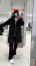 杜小閑 連帽長款過膝加厚保暖棉服女生冬季新款ins重磅情侶高級感棉襖衣 黑色 XL [建議125-145斤] 曬單實拍圖