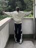 新因素【張澤禹同款】美式解構(gòu)拼接夾克男女秋冬寬松雙曲線拉鏈休閑外套 卡其色 XL 曬單實拍圖