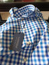 才子依佳格子襯衫男短袖純棉修身夏季男士免燙抗皺半袖休閑衣服薄款襯衣男 藍色格子CZ97511 38 建議100-119斤 曬單實(shí)拍圖