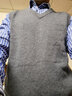 袋鼠（DAISHU）100%純羊毛背心男裝秋冬季純色休閑V領(lǐng)毛衣馬甲男士無(wú)袖上衣坎肩 1821-新中灰(薄款/常規) L /170(建議120-140斤) 曬單實(shí)拍圖