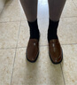 拔佳（Bata）唯品唯品燈塔 瘦瘦靴女秋商場(chǎng)新款英倫學(xué)院風(fēng)牛皮厚底樂福襪靴ALG 棕色 38 曬單實(shí)拍圖