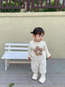 幼歌（YOUGE） 兒童時(shí)尚花邊領(lǐng)毛衣寶寶北歐風(fēng)元氣立體太陽(yáng)花保暖上衣 淺杏 80 cm 曬單實(shí)拍圖