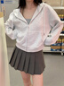 名創(chuàng)優(yōu)品（MINISO）短款外套女2025新款春秋季薄款拉鏈開(kāi)衫連帽衛(wèi)衣百搭簡(jiǎn)約潮流秋裝 花灰色(純色) S 155 (名創(chuàng)優(yōu)品 品質(zhì)保證) 曬單實(shí)拍圖