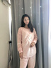 嬌銀月子服孕婦哺乳睡衣懷孕期產(chǎn)后喂奶秋冬保暖加厚寬松珊瑚絨套裝 淺粉（保暖雙層絨） M（適合體重120斤以內(nèi)） 曬單實拍圖
