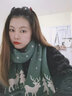 GLO-STORY 圍巾男女 圣誕雪花麋鹿針織雙面加厚保暖情侶圍圣誕節日送禮袋裝 WWJZ944113 綠色圣誕 曬單實(shí)拍圖