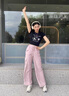 Jret一褲兩穿_美式工裝褲女夏寬松闊腿褲小個(gè)子束腳高腰運(yùn)動(dòng)加長褲子 粉色[款] 常規(guī) L [116-125斤] 曬單實(shí)拍圖