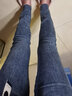 丹仔 牛仔褲女高個(gè)子2021新款高腰小腳褲顯瘦緊身淺色鉛筆褲子 藍色常規款 L 曬單實(shí)拍圖