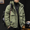 北海二巷2024新款日系復古連帽夾克外套沖鋒衣羽絨服男冬季保暖潮牌青少年 綠色 L (130-145斤) 曬單實拍圖
