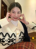 DXOT韓版軟糯櫻桃刺繡長(cháng)袖針織毛衣女2025新款慵懶風(fēng)牛角扣開(kāi)衫上衣潮 米白色 M 45-55kg 曬單實(shí)拍圖