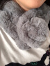 上海故事官方秋冬季围巾女士百搭加厚纯色仿獭兔毛网红围脖白色毛领子 毛球 灰色 实拍图