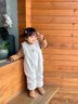 幼歌（YOUGE）嬰幼兒冬季卡通萌趣繡花標蓬松柔軟加絨無(wú)袖毛絨連體衣 米白色連體褲 90cm 曬單實(shí)拍圖