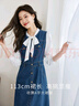 熙世界港風(fēng)復(fù)古牛仔背心裙連衣裙女設(shè)計感收腰無袖裙子2025春季新款 原色牛仔藍(lán) L 曬單實拍圖