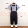 GOKU男童背帶褲英倫兒童西裝小男孩春秋季禮服花童主持人幼兒園演出服 藍色短袖+長(cháng)褲 150 曬單實(shí)拍圖