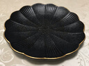 青木尚瓷創(chuàng)意日式西餐盤子牛排盤平盤家用西餐餐具牛扒餐盤早餐盤沙拉盤水果盤花瓣磨砂黑色 單個20cm金邊 曬單實拍圖