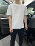 謙集（QIANJI） 高端輕奢男士短袖t恤圓領(lǐng)印花男裝潮牌修身百搭青年透氣半袖上衣 白色 JSW-滿印花002 款號 L 適合106-120斤 曬單實(shí)拍圖
