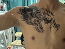 紋墨軒花臂神獸麒麟九天神龍饕鬄防水紋身貼男士胸口手臂逼真果汁草本貼 【A39】上古龍頭  32x19cm 曬單實拍圖
