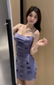 LISCN紫色吊帶連衣裙子2025夢(mèng)境蝴蝶彈力復古氣質(zhì)國風(fēng)網(wǎng)紗印花抽褶設計 紫色短 M 曬單實(shí)拍圖