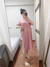 金安雅孕婦裝連衣裙2025夏款時(shí)尚氣質(zhì)寬松中長(cháng)款外出韓版遮肚裙子孕婦裝 藕粉色(柔軟莫代爾面料) M 曬單實(shí)拍圖