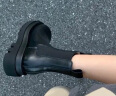 达芙妮官方马丁靴女加绒2023新款秋冬烟筒靴子女英伦风中筒切尔西靴女靴 黑色加绒（中筒） 35 实拍图