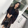 PEAVEY 披肩外套女韓版百搭流蘇撞色格子開衫羊毛毛呢長(zhǎng)披風(fēng)雙面斗篷春秋 藏青色 曬單實(shí)拍圖