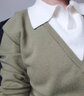 歐莎（OSA）知性假兩件Polo領(lǐng)針織衫女疊穿內(nèi)搭毛衣上衣高智感穿搭2025秋新款 綠色 S 曬單實(shí)拍圖