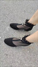 啄木鳥(niǎo)涼靴女網(wǎng)紗真皮網(wǎng)靴2022春夏季新款粗跟黑色中跟鞋短靴單鞋涼鞋女 黑色01磨砂 8801 35 曬單實(shí)拍圖