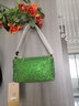 ANDSEEYOU大王水鉆包滿(mǎn)鉆包真皮手提腋下包2026新款手拎mini枕頭包女單肩包 綠鉆款  曬單實(shí)拍圖