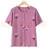 中老年人媽媽短袖夏裝開衫上衣女寬松套裝棉綢奶奶衣服套裝人造棉 紫色（上衣） 2XL （建議90-105斤） 曬單實(shí)拍圖