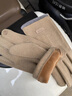 啄木鳥(niǎo)防風(fēng)麂皮手套女冬季騎行騎車(chē)電動(dòng)車(chē)女士保暖運動(dòng)可愛(ài)冬天防寒抓絨 卡其刺繡皮標-女款 均碼 曬單實(shí)拍圖