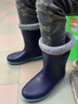 非常行（Jolly Walk）秋冬加絨兒童學(xué)生雨鞋 英倫風(fēng)保暖雨靴JW342 深藍/寶藍 37/38  曬單實(shí)拍圖