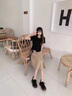 瑞秋兒女士連衣裙夏天衣服女裝小個(gè)子氣質(zhì)套裝兩件套裙子女夏季2025新款 黑+卡其 M 曬單實(shí)拍圖