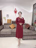 富夕十月結(jié)婚媽媽禮服春秋紅色連衣裙套裝高貴2025新款喜婆婆婚宴旗袍 紅色 3XL 建議115-130斤 曬單實拍圖