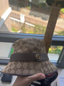 GUCCI古馳女士男士帆布漁夫帽 米色/棕色 M 曬單實(shí)拍圖