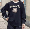 Champion【泡泡瑪特聯(lián)名】冠軍插肩袖衛(wèi)衣女2024秋季新款拼接潮牌 黑色 M 曬單實拍圖