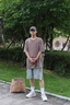 凰梡工裝牛仔短褲男士夏季薄款潮牌休閑中褲男生寬松大碼五分褲子男款 淺藍色 2XL 曬單實拍圖