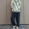 南極人長袖連帽衛(wèi)衣男秋冬新款中青年休閑寬松純色棉質(zhì)套頭上衣外套 豆綠色 M（建議100-120斤） 曬單實拍圖
