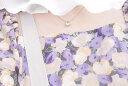 独束大码女装收腰碎花连衣裙女夏装新款遮肉显瘦开叉茶歇裙 紫色 XL 实拍图