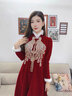 麗佰昕中式旗袍敬酒服新娘2025長(cháng)袖紅色出閣結婚回門(mén)訂婚禮服裙加厚秋冬 酒紅色 M  建議90-100斤 曬單實(shí)拍圖