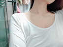 任朵女士莫代爾秋衣款大領(lǐng)棉單件上衣保暖內衣低領(lǐng)打底衫春秋 白色圓領(lǐng) 均碼 曬單實(shí)拍圖