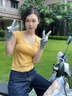 蕉下【保濕柔護】秋冬滋潤手套保暖防曬可水洗女士指尖便捷觸屏騎行 月凝灰 曬單實(shí)拍圖
