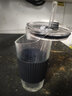 初覓玻璃吸管杯子成人男女水杯高顏值奶茶杯玻璃杯大容量咖啡杯牛奶杯 透明帶蓋【黑套】450ML 曬單實(shí)拍圖