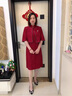羅蒙（ROMON）媽媽裝秋裝連衣裙丈母娘中長款裙子喜婆婆婚宴時尚禮服中老年女裝 紅色 XL 建議105斤以內(nèi) 曬單實拍圖