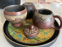 悟茶事陶瓷吸水茶盤家用小型干泡臺儲水式簡易圓形茶臺中式茶托盤 千里江山(黑色) 曬單實拍圖